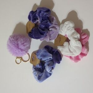 Velvet Scrunchies New Lot 6 scrunchies & Key chain